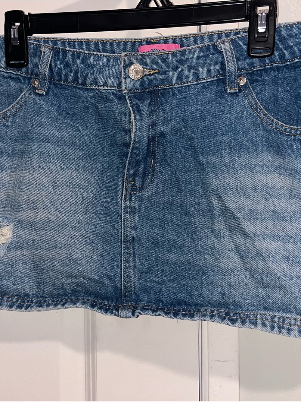 Edikted Blue Denim Mini Skirt
